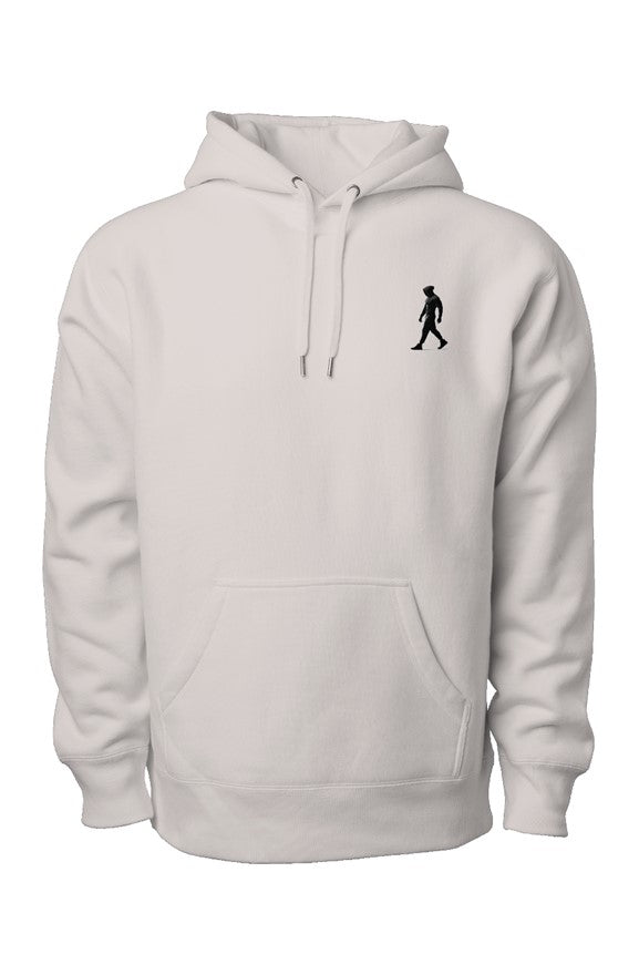 bone premium heavyweight hoodie with black J Walk silhouette logo on chest