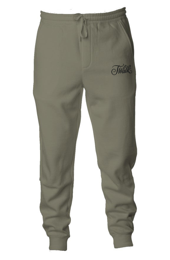 Midweight Fleece Joggers, color army green, front side : the J Walk logo on left side just below pocket.