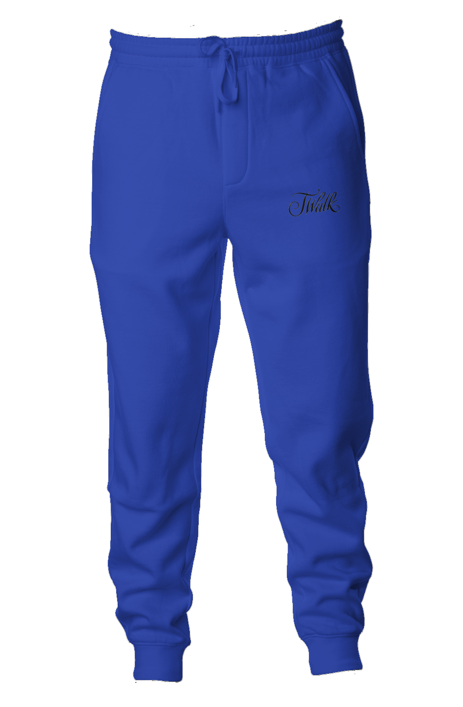 Midweight Fleece Joggers, color royal blue, front side : the J Walk logo on left side just below pocket.
