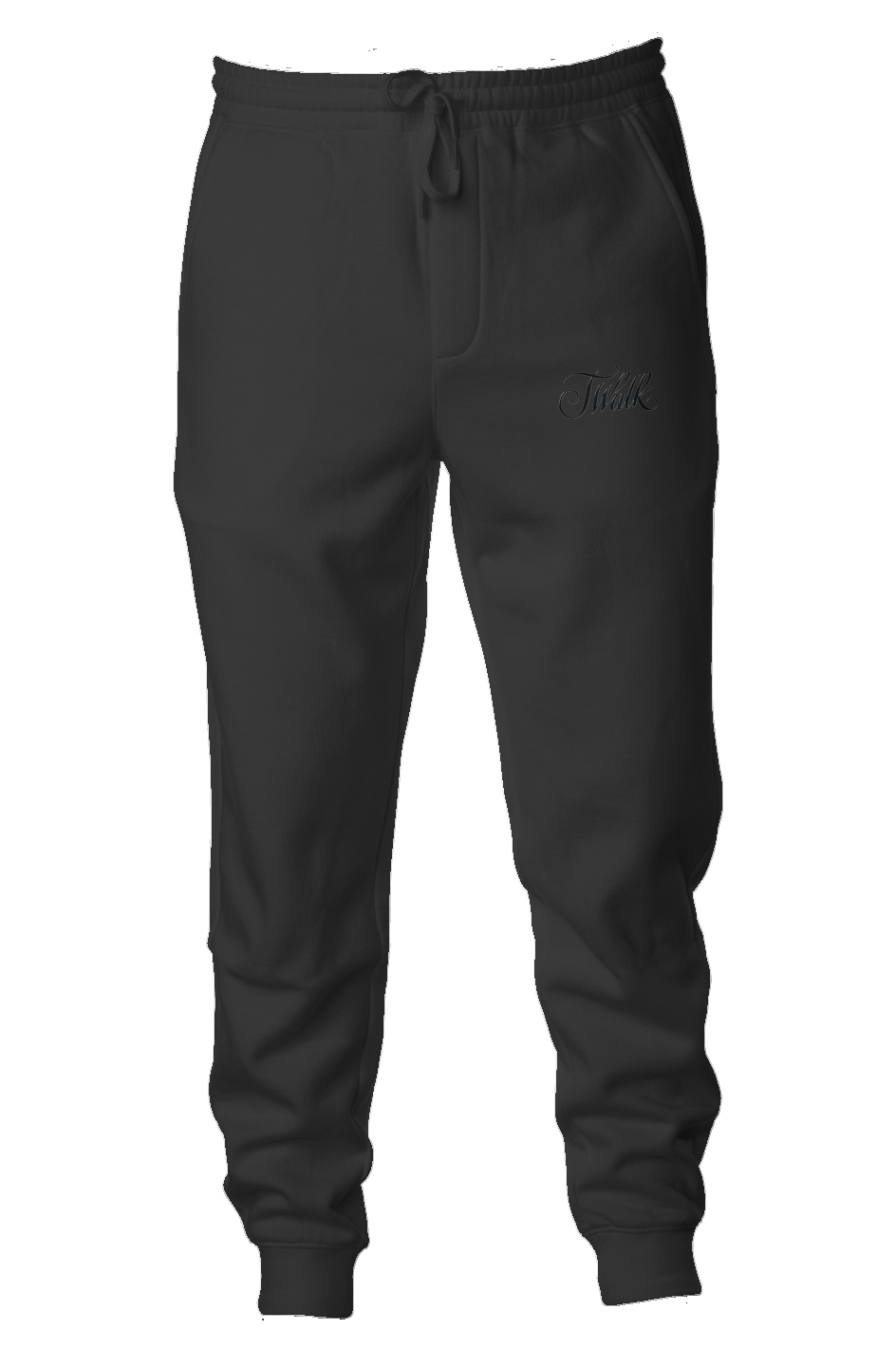 Midweight Fleece Joggers, color black, front side : the J Walk logo on left side just below pocket.