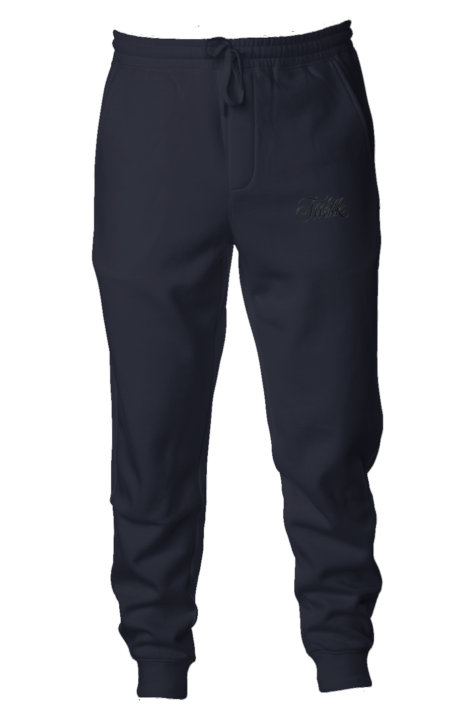 Midweight Fleece Joggers, color navy, front side : the J Walk logo on left side just below pocket.