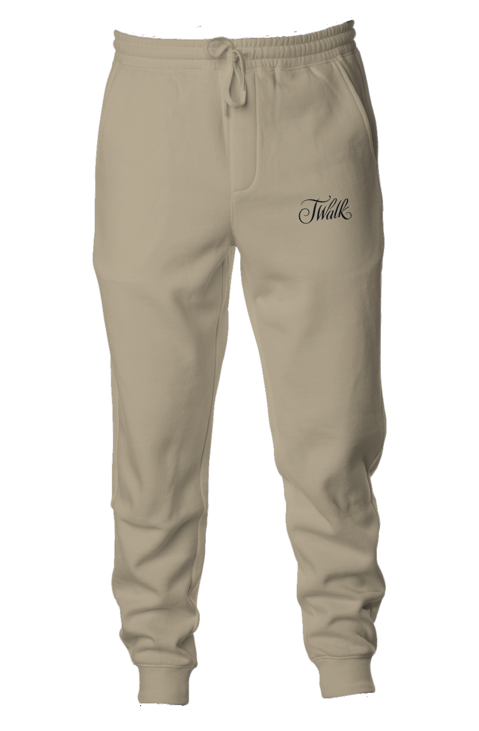 Midweight Fleece Joggers, color sandstone, front side : the J Walk logo on left side just below pocket.